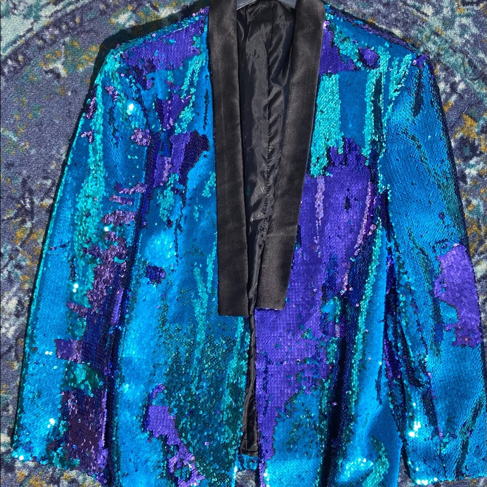 Mens Sequin blue/purple medium Tuxedo jacket